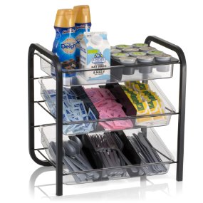 Organizes condiments or cutlery in one compact, easily cleaned unit.