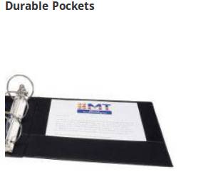 

Binders feature two interior pockets for storing loose and unpunched paperwork.
