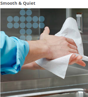 The dispenser automatically advances and cuts each paper towel, without the need for batteries. This touchless system operates smoothly and quietly. 