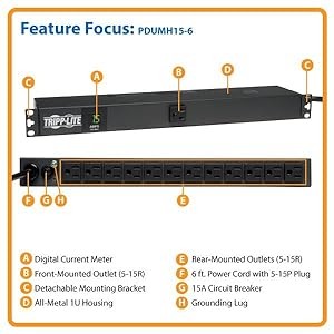 Tripp Lite Metered PDU PDUMH15-6 ブラック
