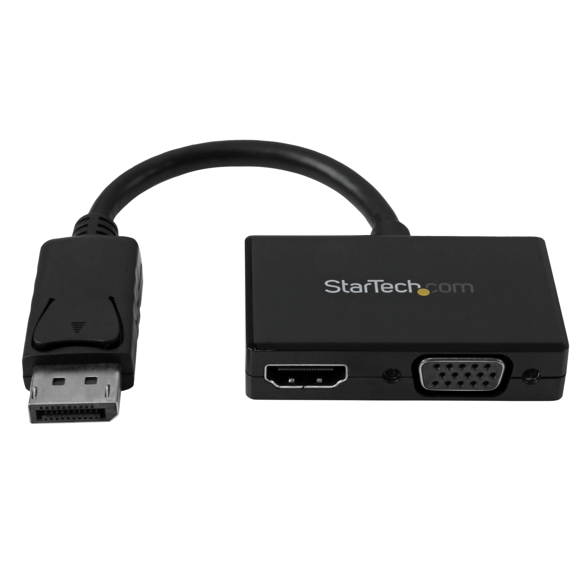 StarTech.com Travel A/V Adapter: 2-in-1 DisplayPort HDMI or VGA - Connect your DisplayPort equipped computer system to an HDMI or VGA display - Displayport to HDMI - DisplayPort to VGA -