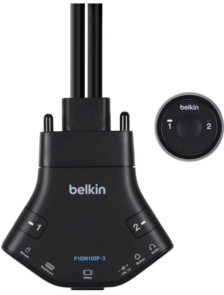 Belkin Secure Flip 2-port DVI-D KVM w/ audio and remote controller
