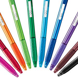 <b> Comfortable Grip and Convenient Clip </b></br> With their soft, rubberized grips, 300RT retractable ballpoint pens are designed for comfortable and stress-free writing. When you’re ready to write, these retractable pens open with a satisfying click. Each pen has a durable shiny metal clip that lets you easily fasten it to a notebook, binder, or pocket. 
