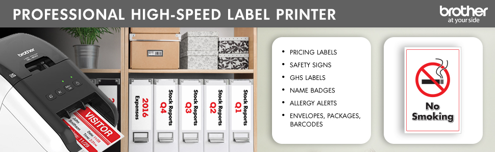 Brother QL-800 High-Speed Professional Label Printer, 93 Labels/min Print  Speed, x 8.75 x