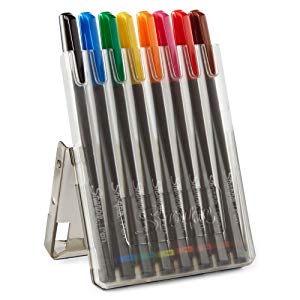 <b> Stand Up Pack </b></br> Sturdy case folds into an easel for fast access and organization. The Sharpie pens also have a color-matching cap that makes it easy to select the right shade. 