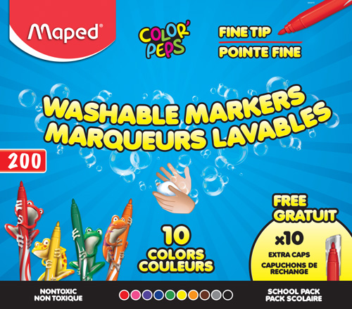 Color'Peps Jungle Fine Tip Washable Markers School Pack x200