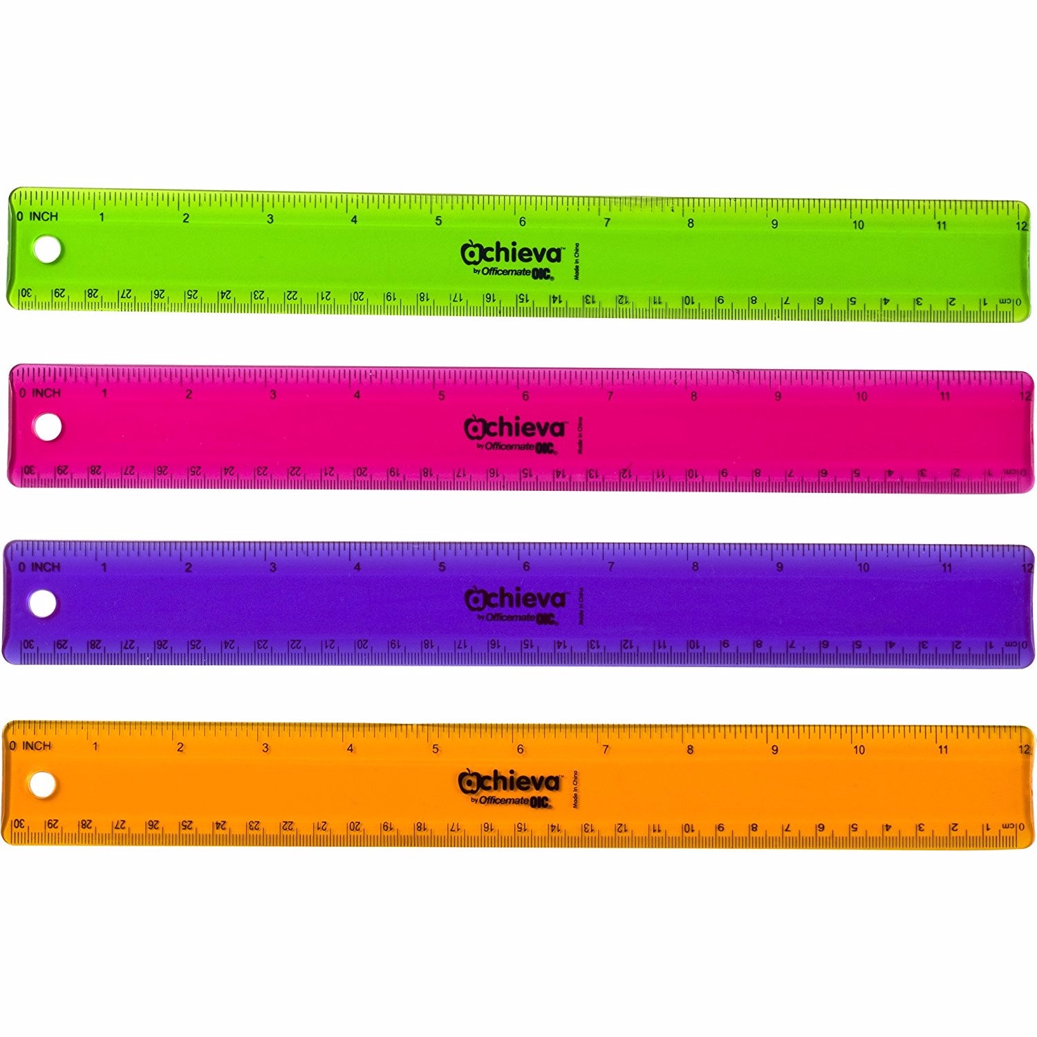 Achieva Flexible Rulers, 12 Inch, Assorted Color