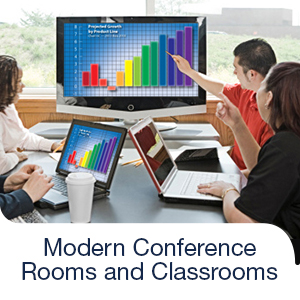 <b>Modern Conference Rooms and Classrooms</b></br>When paired with ScreenBeam receivers, ScreenBeam USB Transmitter 2 increases productivity and collaboration by enabling real mobility for educators and business professionals. No longer tethered to the projector, presenters are able to walk around the room engaging their audience, creating an interactive environment.