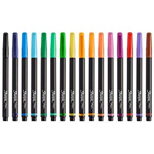 <b> Colors Included </b></br> Black, Navy, Blue, Turquoise, Green, Lime, Clover, Yellow, Orange, Optic Orange, Coral, Hot Pink, Berry, Red, Purple and Brown colored art pens. 