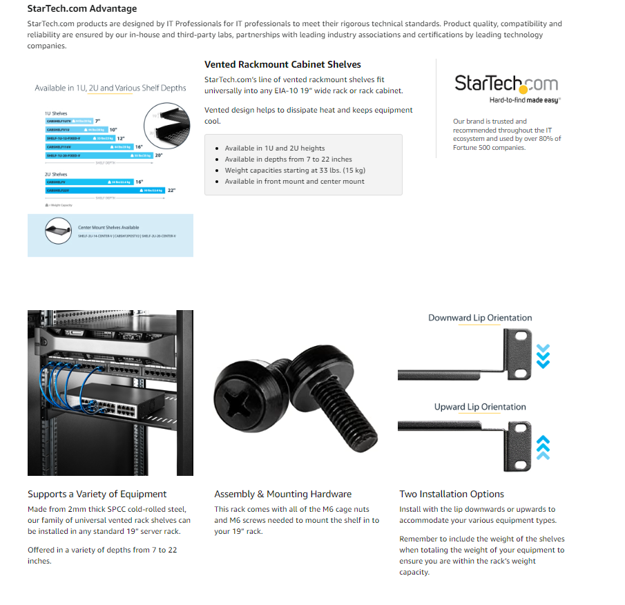 1U Adjustable 19 Rack Mount Shelf, Data Comms Direct