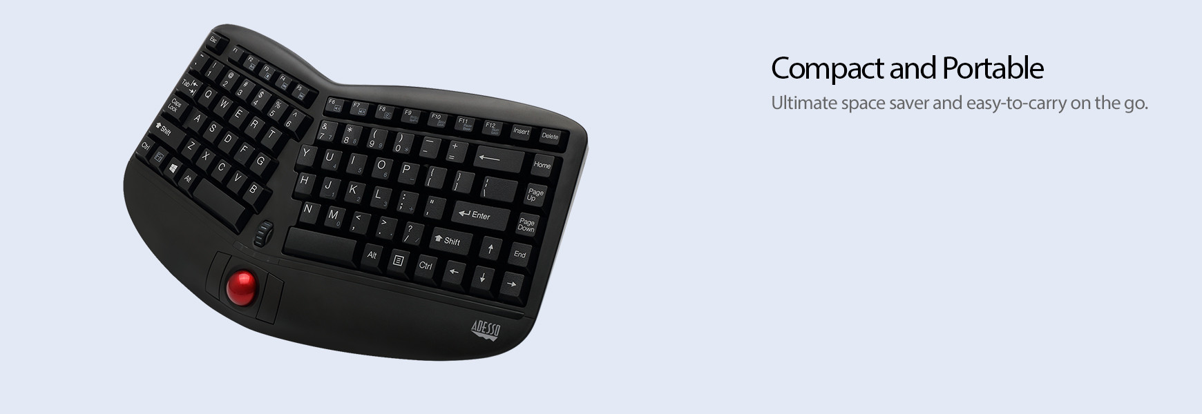 Adesso WKB3150UB TruForm Media 3150 Wireless Ergo Trackball Keyboard Network Hardwares