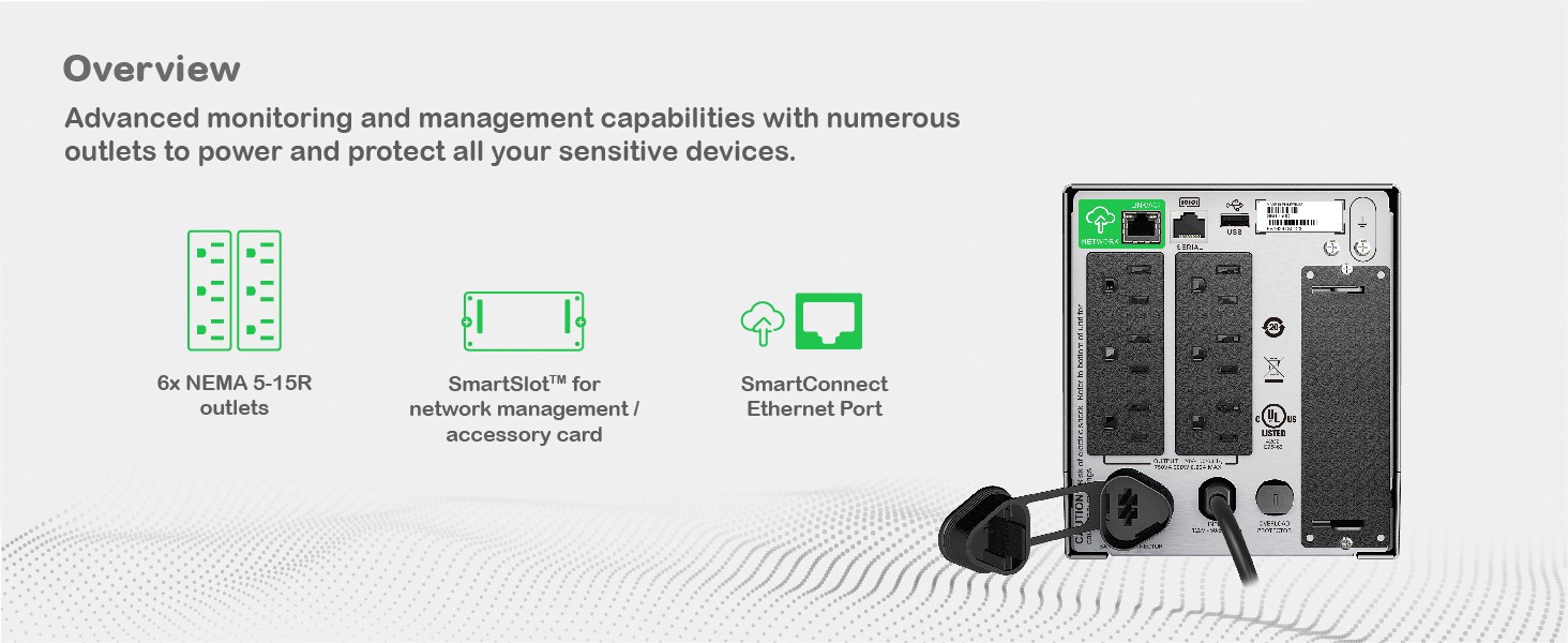 APC SMT750C SmartUPS 750VA LCD 120V with SmartConnect, Energy Star, 3
