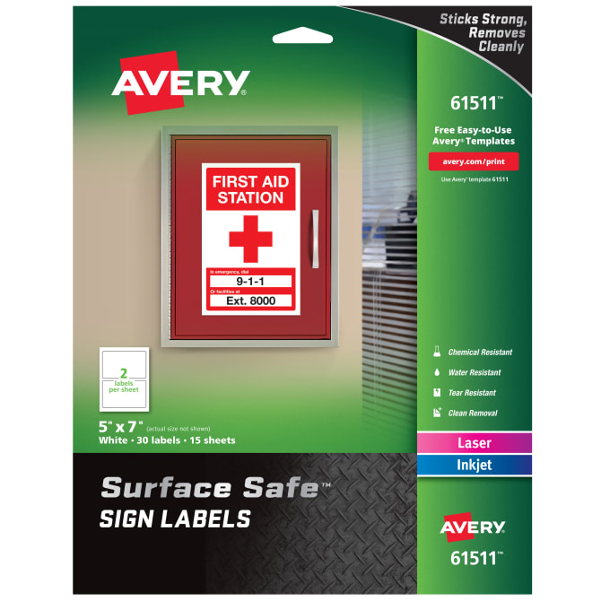 Avery® Surface Safe® Sign Labels, 5