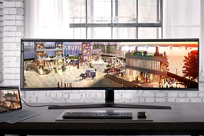 
<b>
Large 49” Screen and Ultra-Wide 32:9 Aspect Ratio</b><br>

An ultra-wide 32:9 aspect ratio on the large 49