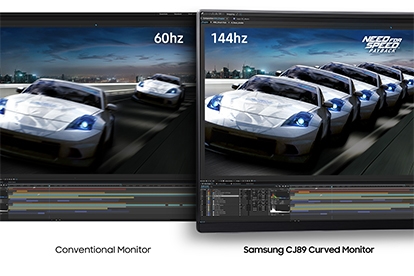 

<b>
144hz Refresh Rate
</b><br>
The CJ890 Series delivers a smooth and crisp presentation of fast moving content, helping to eliminate blurring, ghosting, and juddering and reducing lag for gaming and video content.