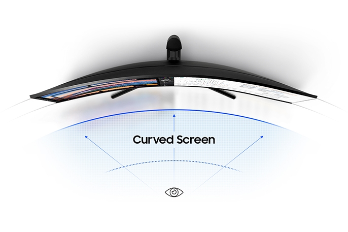 

<b>
Ultra-Curved Screen Optimizes the Viewing Experience</b><br>

Samsung’s super curved VA panel is designed for comfort, productivity and style. With an 1800mm radius, the distance from screen to eye is a more uniform distance, resulting in less eye fatigue when working long hours.  Wide viewing angles help to ensure the picture is not degraded from off angles.