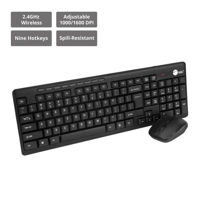 SIIG JK-WR0T12-S1 Wireless Extra-Duo Keyboard & Mouse, Multimedia