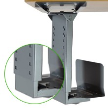  CPU1 under desk steel cpu holder swivels 360 adjustable height  width metal computer PC cage ergonomic sit stand up standing desk accessory  tower mount desktop office organization de clutter desks gray 