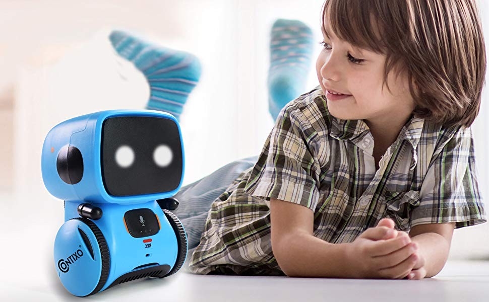 Contixo R1 Kids Mini Talking Smart Robot Voice Controlled, Sings & Dance,  Funny for Adults & Family, Interactive Children's Toy for Boys, Girls,  Infants & Toddlers (Blue) 