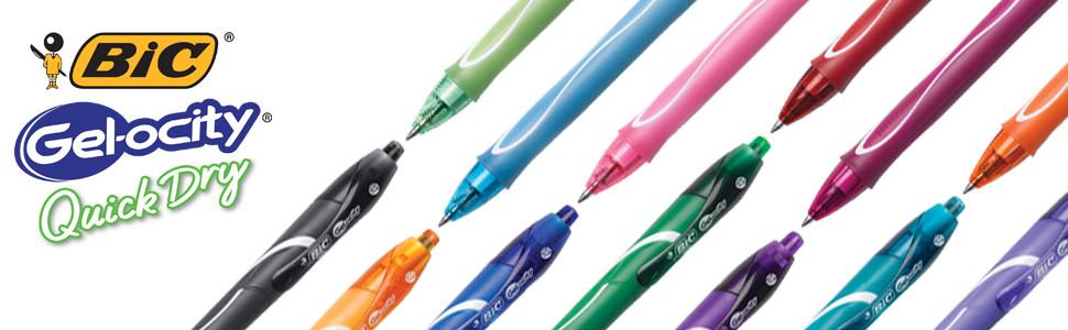 Gel-ocity Quick Dry Retractable Gel Pen, 0.7mm, Assorted Ink/Barrel, 8/Pack, Bic