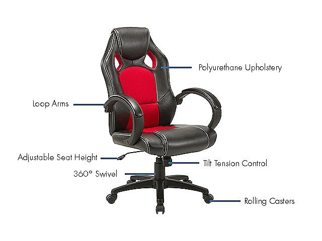 Lorell High-Back 2-Color Economy Gaming Chair Black/Red