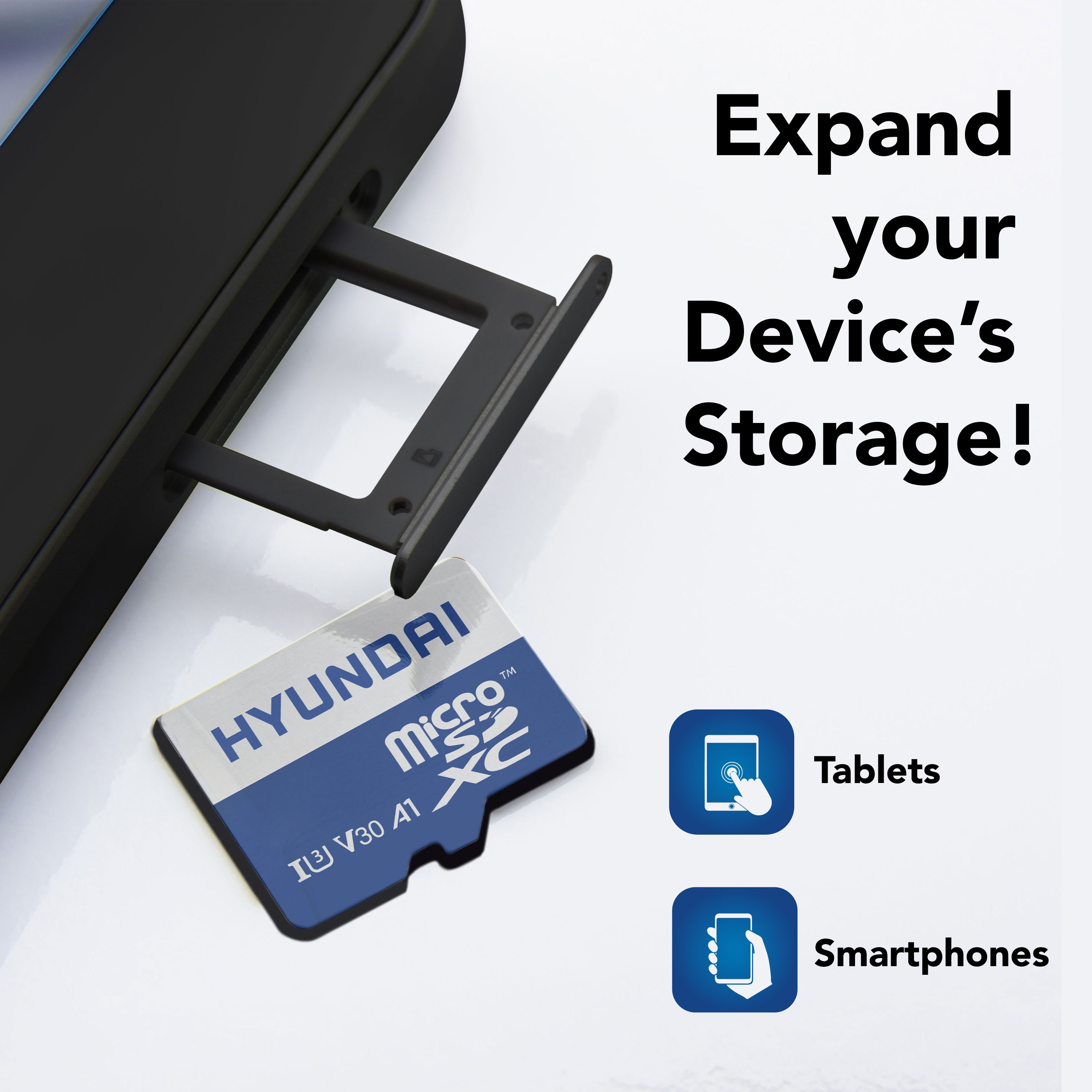 Hyundai 128GB microSDXC UHS-1 Memory Card with Adapter, 95MB/s (U3 