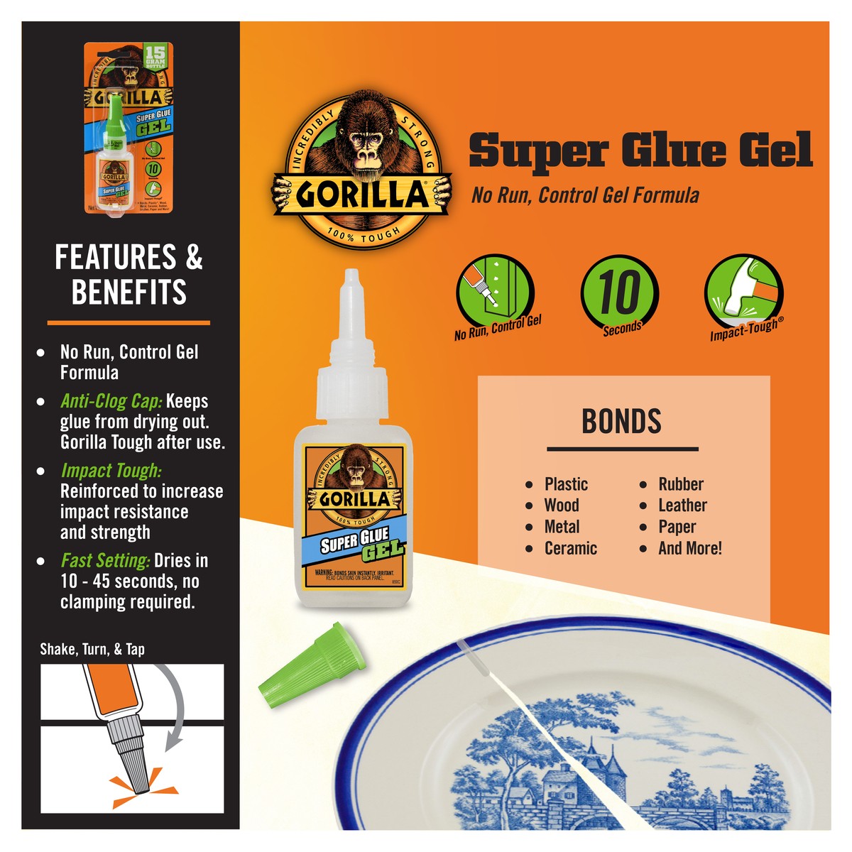 GOR7500101, Gorilla Glue® Super Glue - 10 g Bottle, Clear, GORILLA GLUE  COMPANY