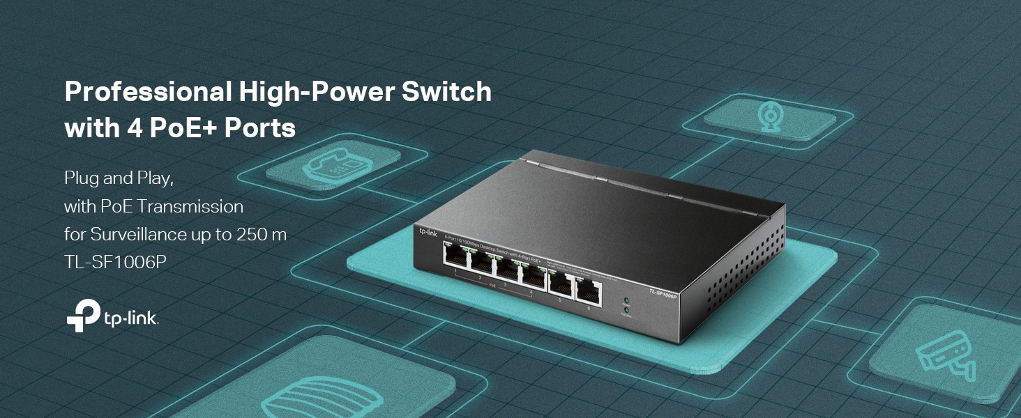 TP-Link TL-SG1005P, 5 Port Fast Ethernet PoE Switch, 4 PoE+ Ports @67W, Desktop, Plug & Play, Sturdy Metal w/ Shielded Ports, Fanless, Limited  Lifetime Protection