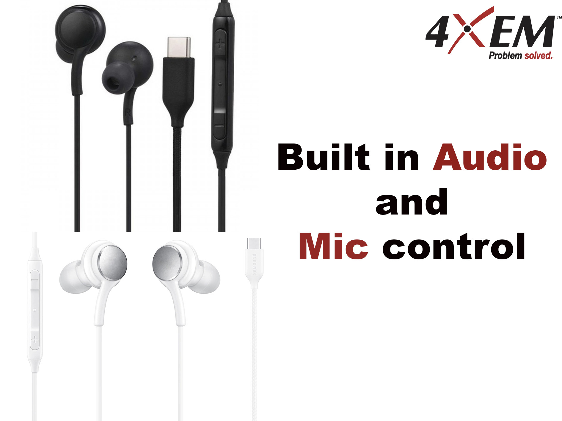 4XEM 4XSAMEARAKGCW USBC AKG Earphones with Mic and Volume Control (Wh