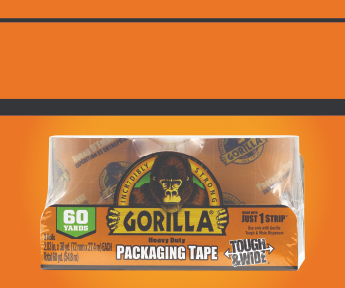 Gorilla Heavy Duty Tough and Wide Packaging Tape Refill, 2.88 x 30 yds,  Clear, 2/Pack