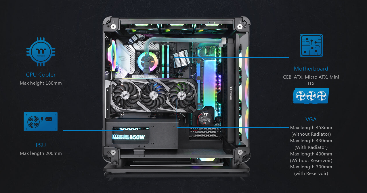 Thermaltake Core P6 TG Dual-Form Transformable/2-Way Layout ATX Mid Tower  Computer Case CA-1V2-00M1WN-00