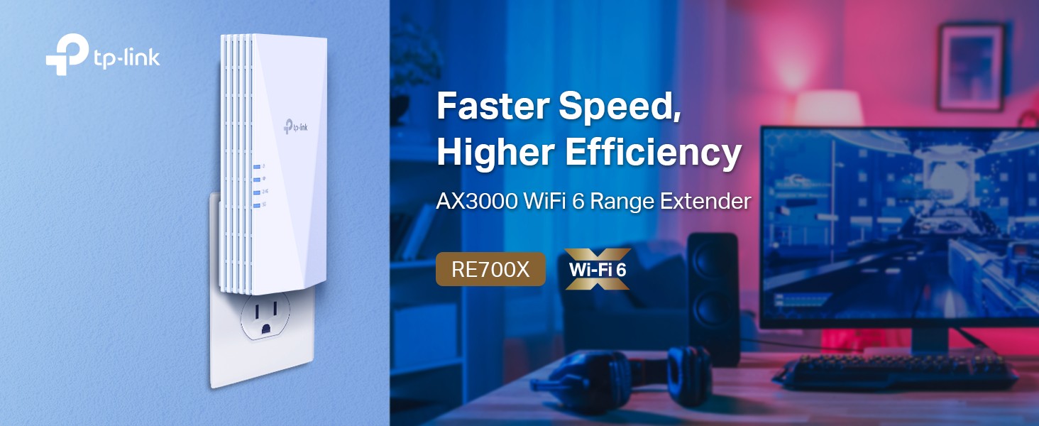 TP-Link AX3000 WiFi 6 Range Extender Internet Booster(RE700X), Dual Band,  AP Mode w/Gigabit Port, OFDMA, Beamforming, APP Setup, OneMesh Compatible 