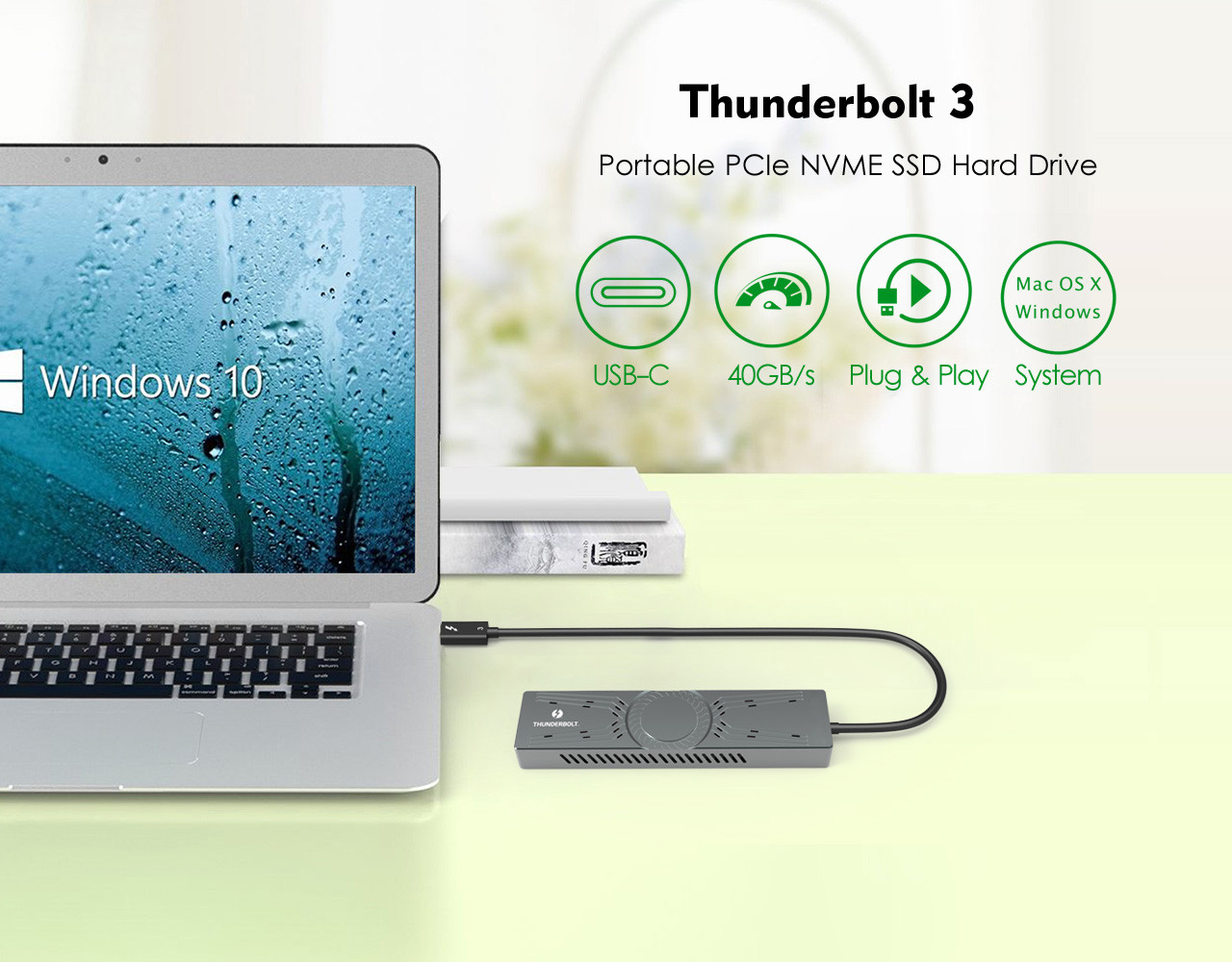 4XEM's Portable Thunderbolt 3 to Pcle/NVMe SSD data transfer Enclosure