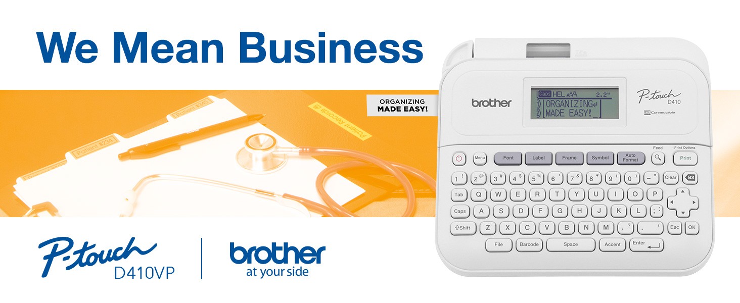Brother P-touch Home Office Advanced Connected Label Maker with Case  PTD410VP Brother P-touch Home Office Advanced Connected Label Maker PT-D410VP,  includes Carry Case and 4m Black Print on Clear