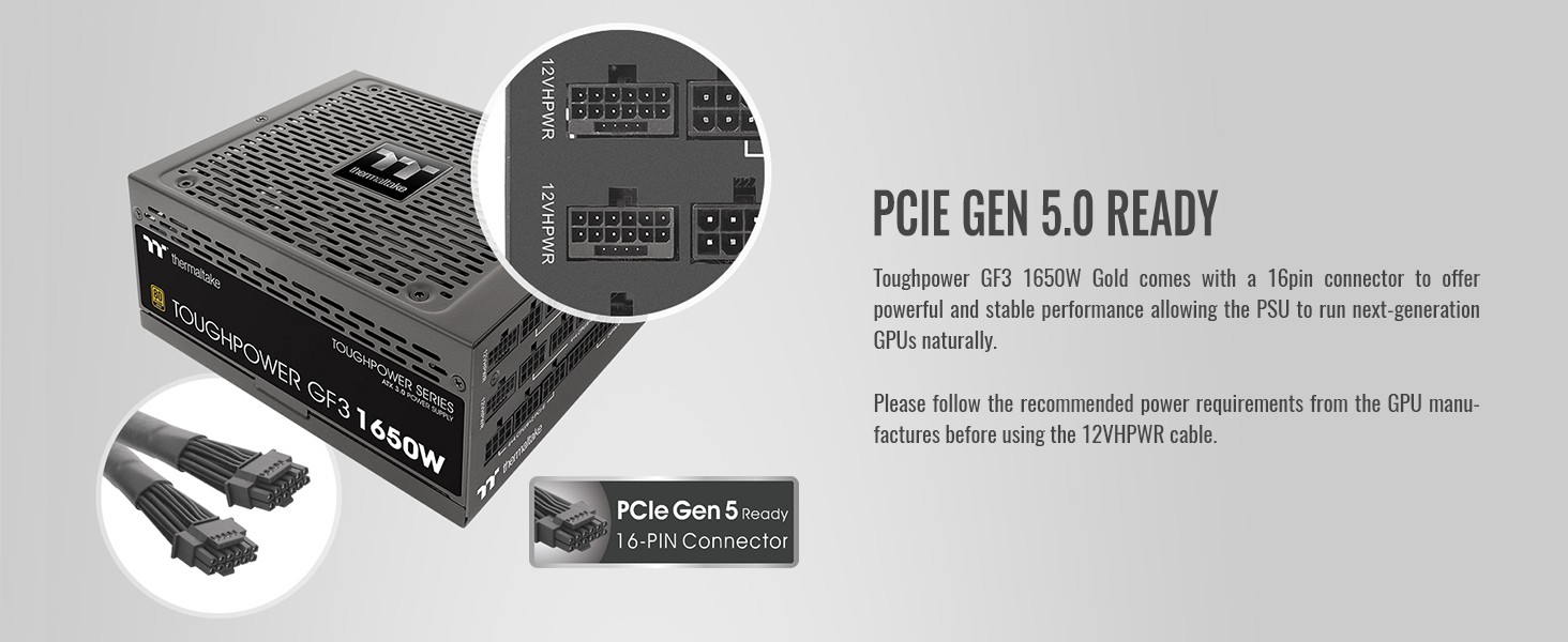 Thermaltake Toughpower GF3 1650W, ATX 3.0 Standard, PCIe Gen.5