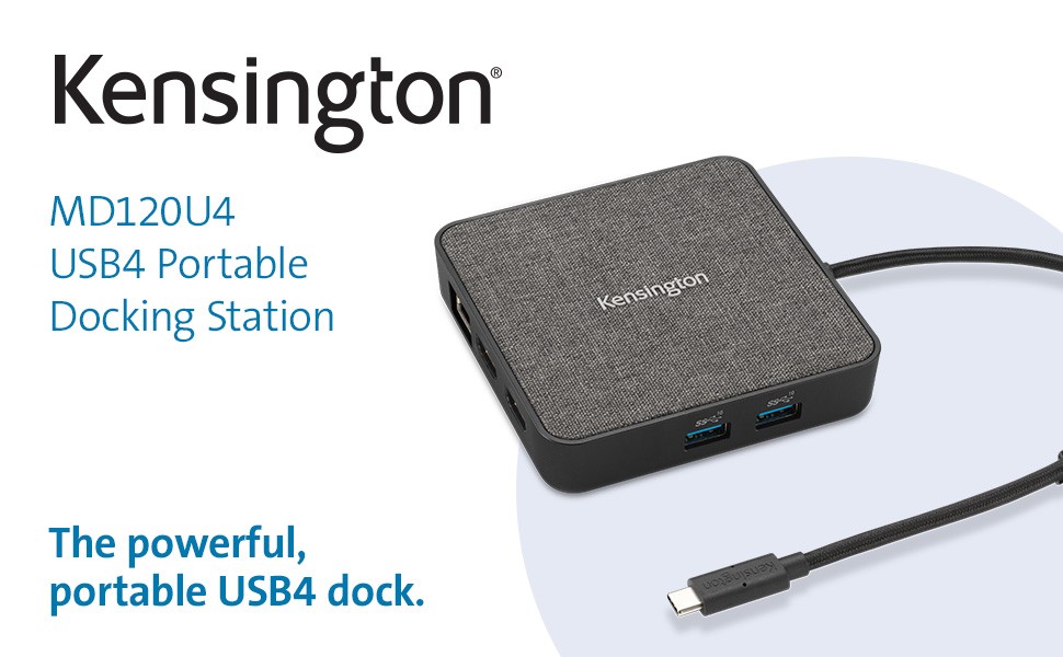 Kensington MD120U4 USB4 Docking Station 100W Pass Through Charging