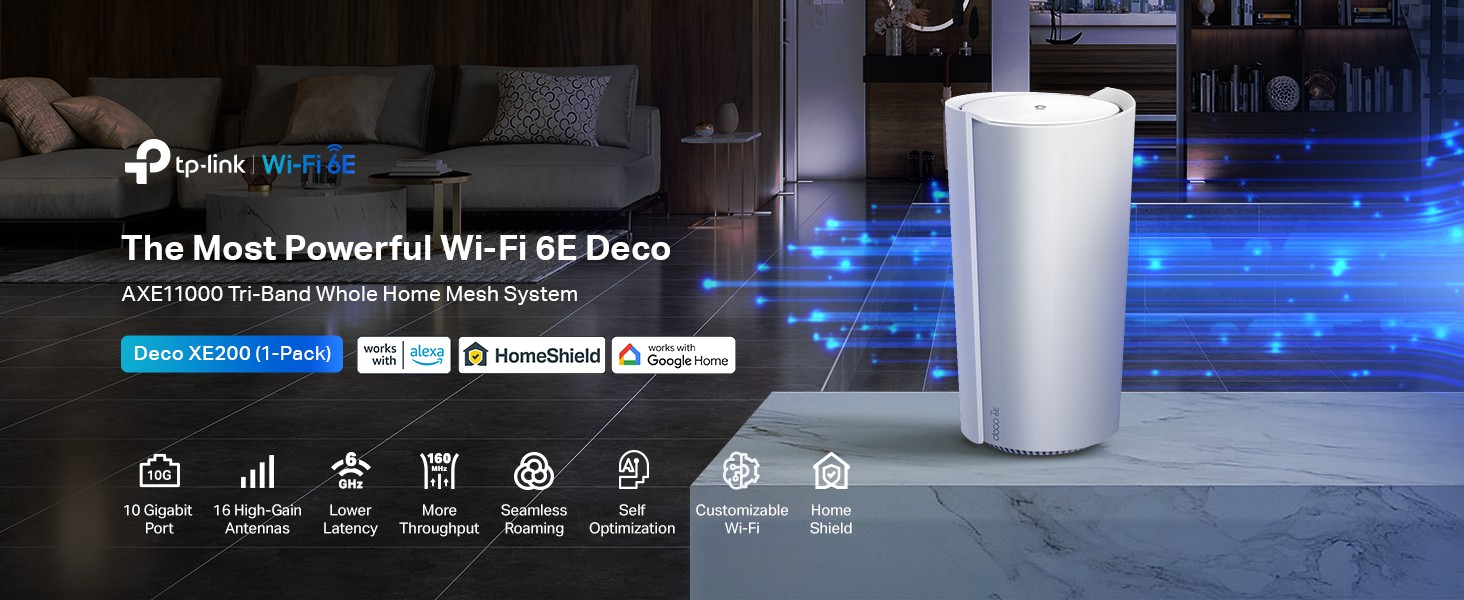 Deco XE200, AXE11000 Whole Home Mesh Wi-Fi 6E System