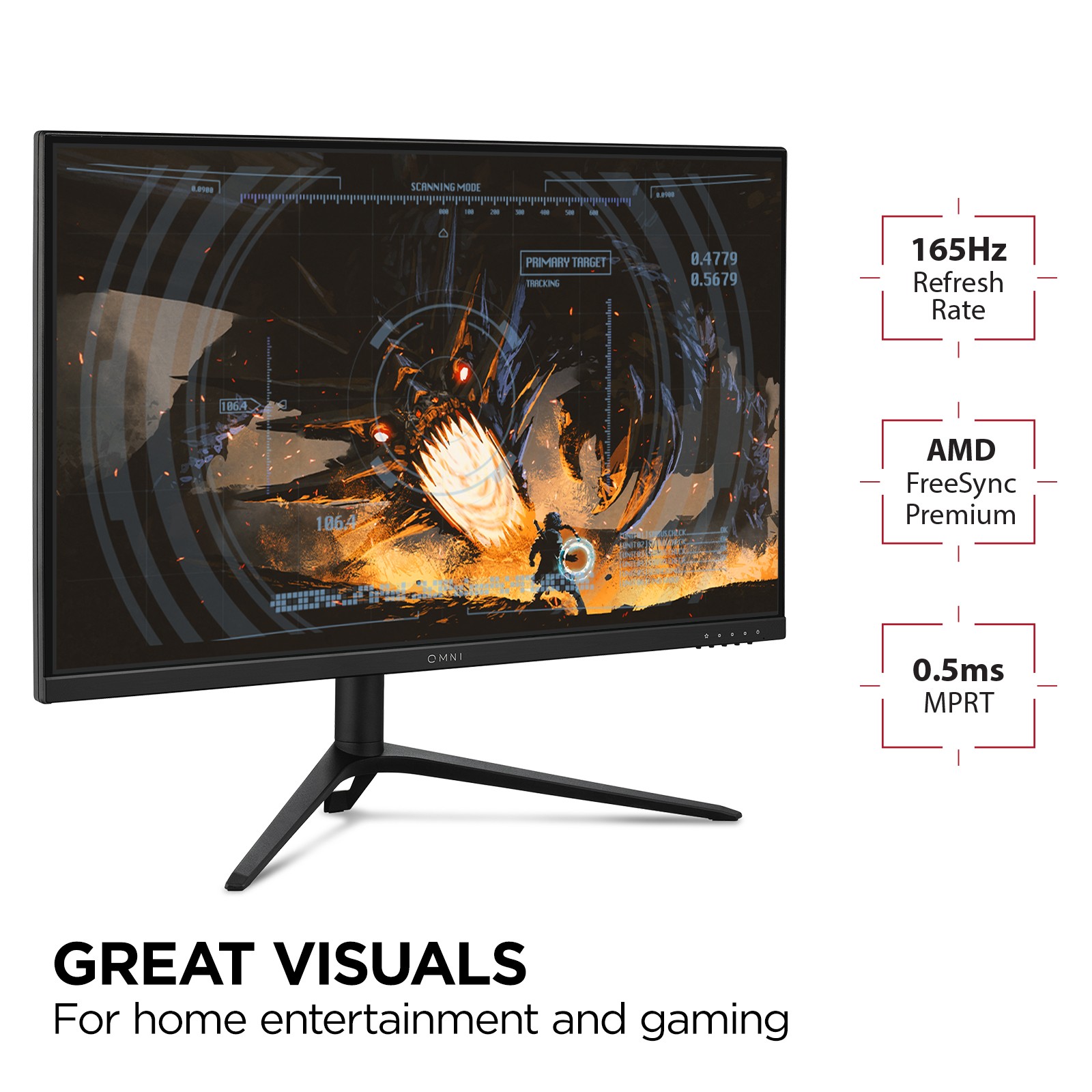 ViewSonic OMNI VX2728J-2K 27 Inch Gaming Monitor QHD 2560 x 1440 (2K) 165Hz  1ms IPS w/ FreeSync Premium, Advanced Ergonomics, HDMI, DP 