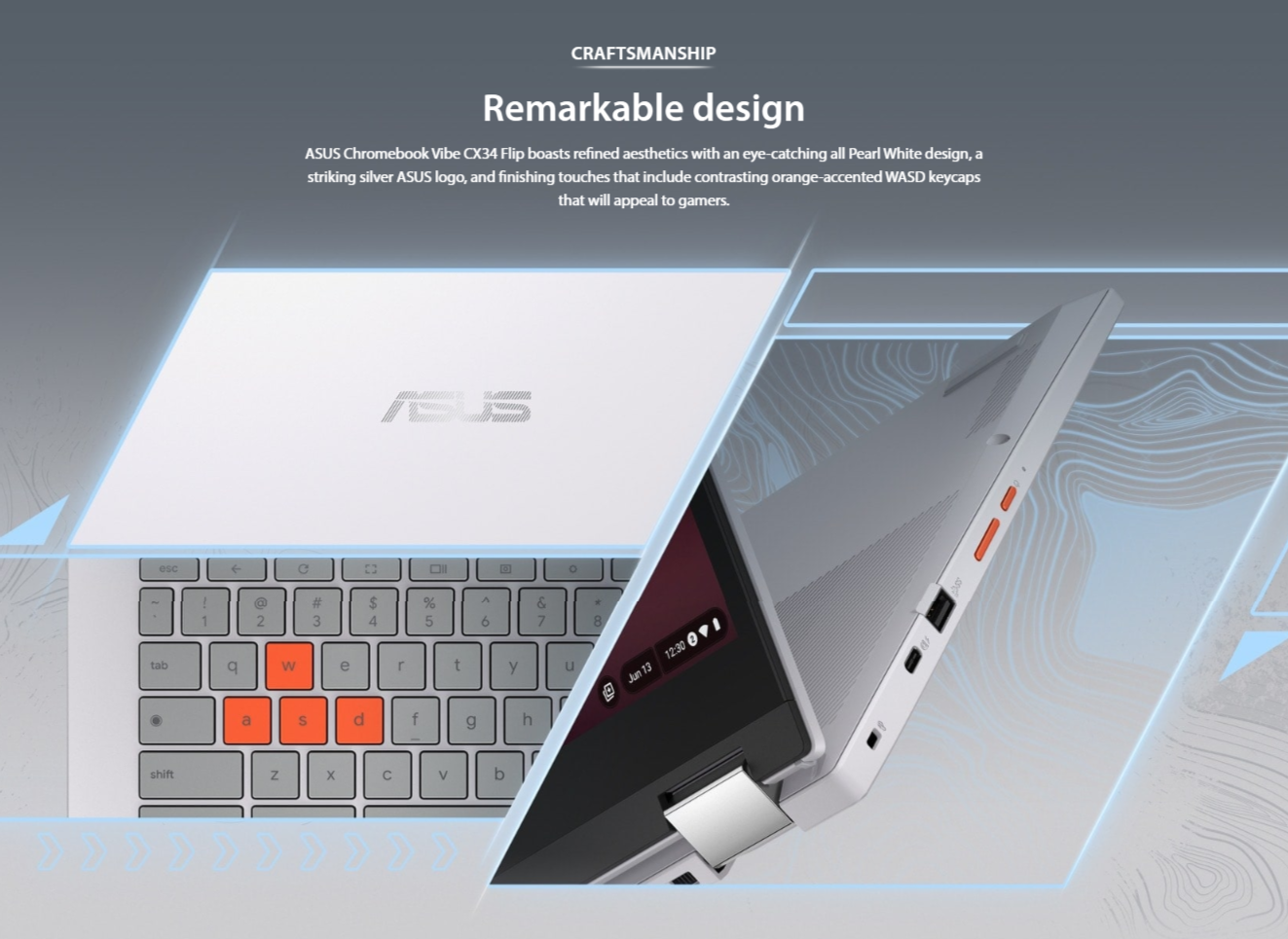 Asus Ordinateur Portable Tactile Chrome CX3401FBA-N90030 14´´  i5-1235U/8GB/256GB SSD Blanc