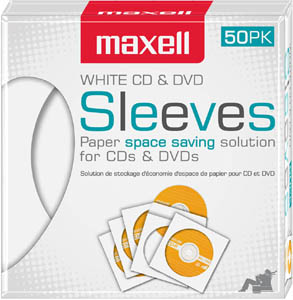 CD-400 PAPER SLEEVES FOR DISC MEDIA 50PK - WHITE
