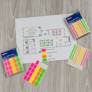 <b>Organization</b><br>
Take your color coding and organization to a whole new level with our neon labels that help you find what you need in a flash. Labels stick, stay put and remove cleanly once the job is done, so staying organized is a breeze.
