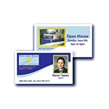 <b>  Realtors  </b> </br>  Because you can print as few as 10 cards at a time, realtors can create targeted, marketing materials, customized for every open house, every property for sale, every neighborhood or every client. Use the back side of the card to: <ul><li>Feature current listings, including pictures of the home, key features and listing price. </li>  <li>Advertise open houses, including date, time, map and directions. </li>  <li>List recent neighborhood sales. </li>  <li> Include an in