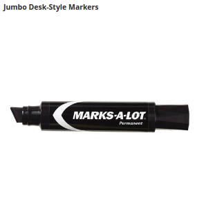 Jumbo desk-style markers feature a 5/8 jumbo chisel tip that writes in a variety of widths. Great for signs, posters and banners.

