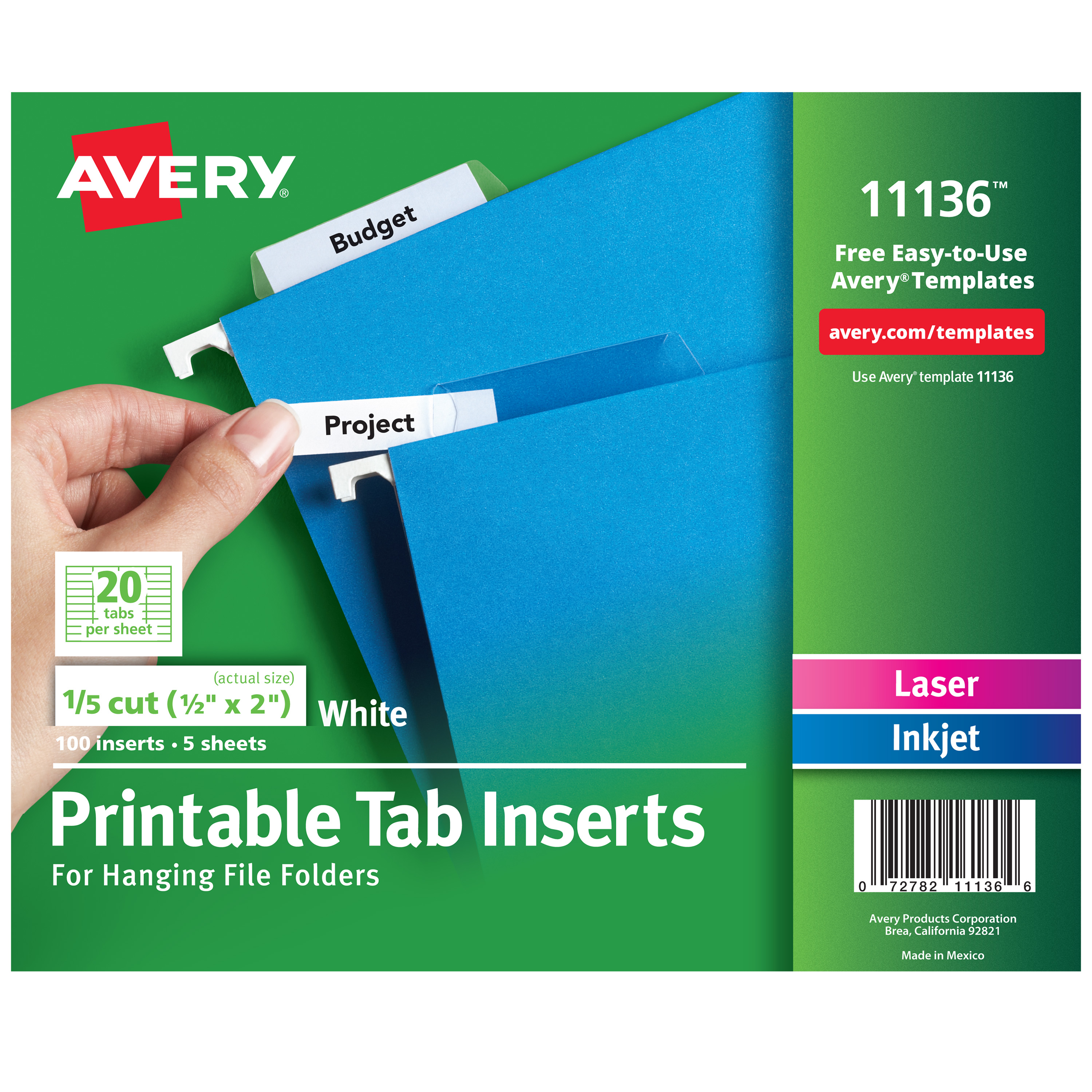  Self-Adhesive Tabs, Printable Inserts, 1 1/2 Inch