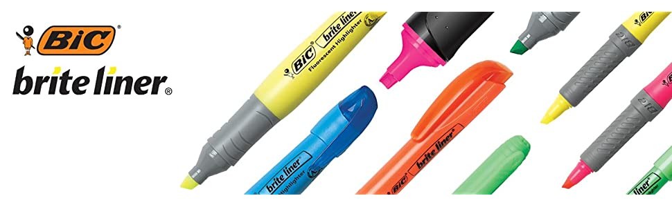 BICBLP51WASST - BIC Brite Liner Highlighter, Assorted, 5 Pack 