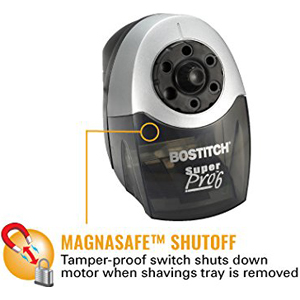 <p><b>MagnaSafe™ Safety Switch</b></p><p>Feel at ease letting your students empty the shavings tray as it is equipped with the tamper-proof, MagnaSafe™ Shutoff Technology. This skillfully prevents operation of the sharpener when the bin is removed.</p>