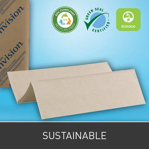  Contains at least 50% Post-Consumer Recycled Fiber. Meets or Exceeds EPA Comprehensive Procurement Guidelines. This product meets Green Seal™ Standard GS-1 based on chlorine free processing, energy and water efficiency, and content of 100% recovered material, with a minimum of 50% post -consumer material. GreenSeal.org. UL ECOLOGO® Certified for reduced environmental impact. View specific attributes evaluated at UL.COM/EL UL-175. 