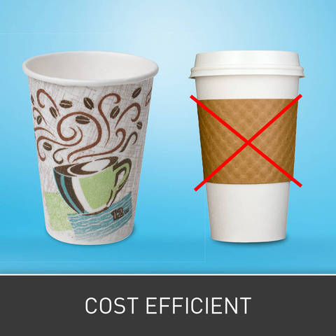 Unique insulating features helps reduce the need for costly beverage sleeves and double cupping.
