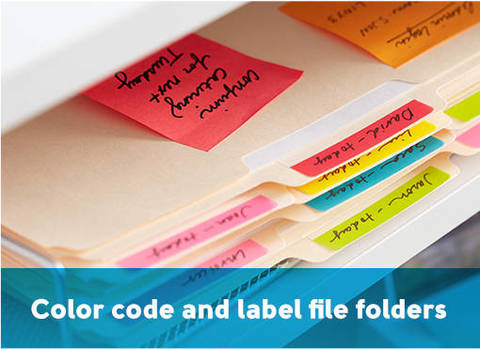 A variety of Post-it® Tab sizes work great with different size folder cuts