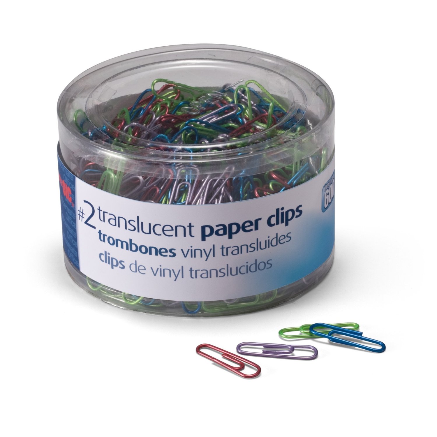 Stylish translucent vinyl clad steel and have extra holding power. Translucent vinyl paper clips won't leave marks on your paper. 